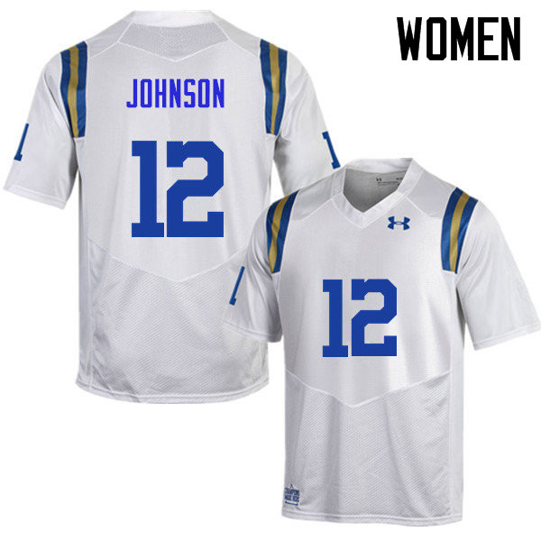 Women #12 Rahyme Johnson UCLA Bruins Under Armour College Football Jerseys Sale-White - Click Image to Close